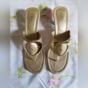 Women's gold buckled Dr Scholl's sandals